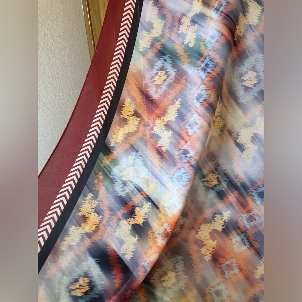 Vintage 4 Seasons Scarf Wrap Geometric Pattern - Picture 4 of 4
